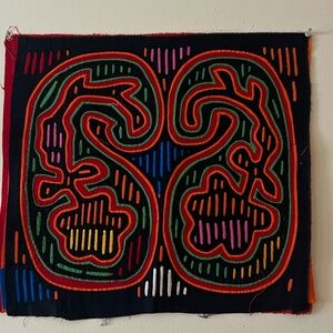 Vintage 70s Abstract Mola art textile from the Guna (Kuna)